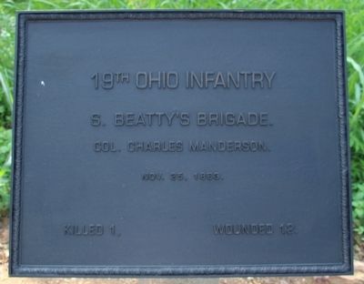 19th Ohio Infantry Marker. Click for full size. 19th Ohio Infantry Marker image. Click for full size.