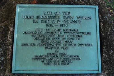 Site of the First Successful Iron Works in the Old Colony Marker. Click for full size. Site of the First Successful Iron Works in the Old Colony Marker image. Click for full size.