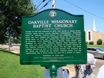 Oakville Missionary Baptist Church Marker. Click for full size. Oakville Missionary Baptist Church Marker image. Click for full size.