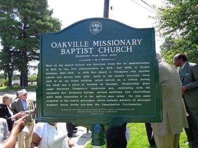 Oakville Missionary Baptist Church Marker. Click for full size. Oakville Missionary Baptist Church Marker image. Click for full size.