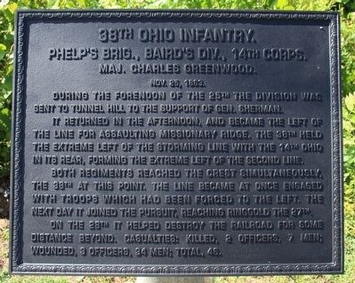 38th Ohio Infantry Marker. Click for full size. 38th Ohio Infantry Marker image. Click for full size.
