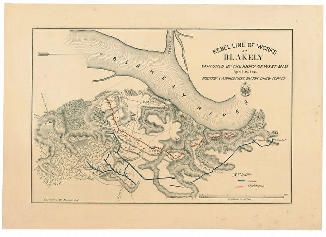 Rebel line of works at Blakely captured by the Army of West Miss., April 9, 1865 : Position & approa image. Click for full size.
