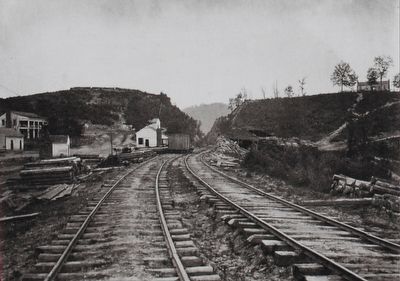 George Barnard photograph of the Deep Cut at Allatoona, 1866 image. Click for full size.