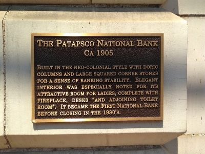 The Patapsco National Bank Marker image. Click for full size.