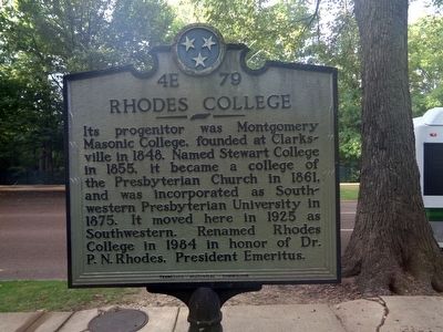 Rhodes College Marker image. Click for full size.