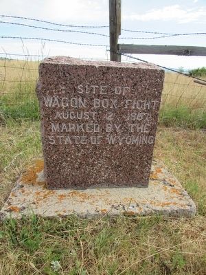 Site of Wagon Box Fight Marker. Click for full size. Site of Wagon Box Fight Marker image. Click for full size.