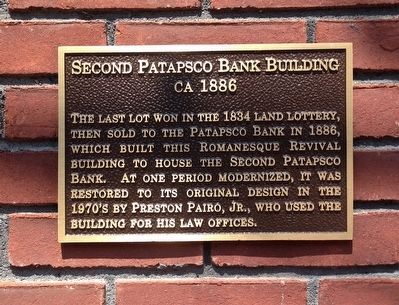 Second Patapsco Bank Building Marker image. Click for full size.