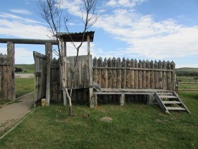Guard Stand, Artillery Bastion and Stockade at Ft. Phil Kearny. Click for full size. Guard Stand, Artillery Bastion and Stockade at Ft. Phil Kearny image. Click for full size.