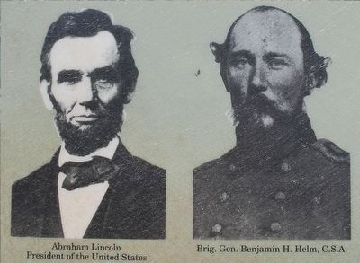 Lincoln & Brigadier General Benjamin H. Helm, C.S.A. Click for full size. Lincoln & Brigadier General Benjamin H. Helm, C.S.A image. Click for full size.