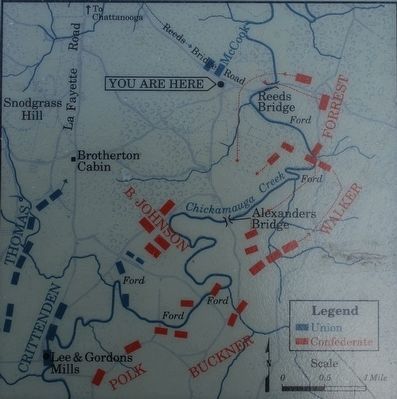 Confederates Cross the Creek Marker Map image. Click for full size.