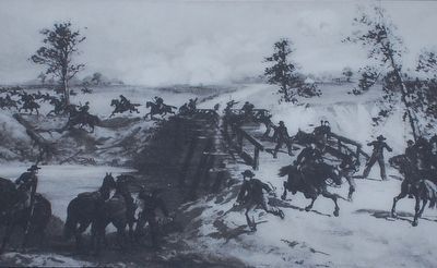Confederates Cross the Creek Marker Illustration. Click for full size. Confederates Cross the Creek Marker Illustration image. Click for full size.