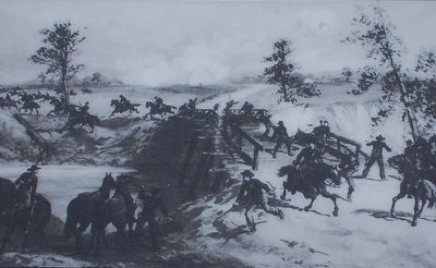 Confederates Cross the Creek Marker Illustration image. Click for full size.
