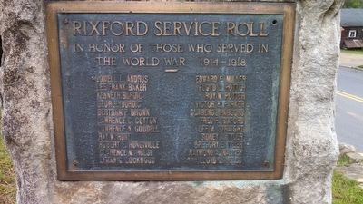 Rixford World War I Memorial Marker image. Click for full size.