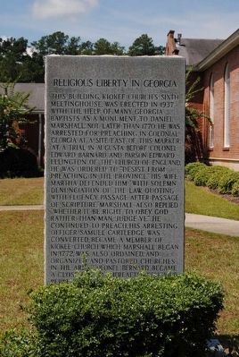 Religious Liberty in Georgia Marker. Click for full size. Religious Liberty in Georgia Marker image. Click for full size.
