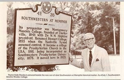 Marker with the orginal name Southwestern at Memphis image. Click for full size.