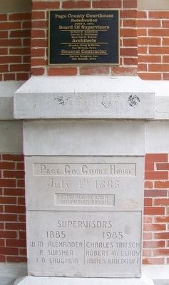 Page County Courthouse Marker and Cornerstone image. Click for full size.