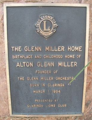 The Glenn Miller Home Marker image. Click for full size.