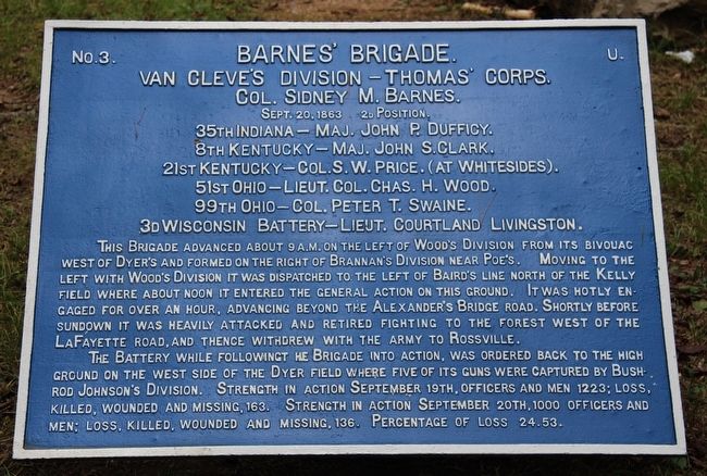 Barnes' Brigade Marker. Click for full size. Barnes' Brigade Marker image. Click for full size.