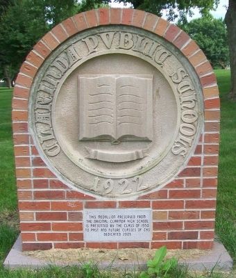 Original Clarinda High School Medallion and Marker. Click for full size. Original Clarinda High School Medallion and Marker image. Click for full size.