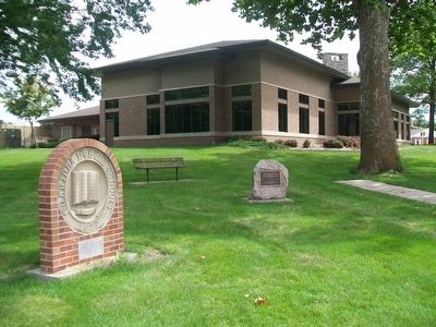 Original Clarinda High School and First School House Location Markers. Click for full size. Original Clarinda High School and First School House Location Markers image. Click for full size.