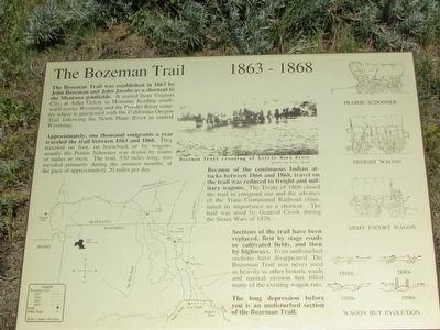 The Bozeman Trail    1863 – 1868 Marker image. Click for full size.