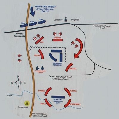 The Battle of Parker's Crossroads Marker Map image. Click for full size.