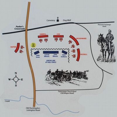 Battle of Parker's Crossroads Marker Map image. Click for full size.