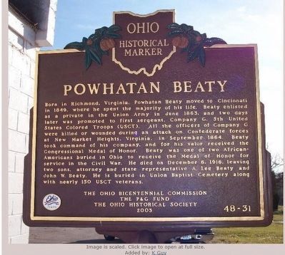 Powhatan Beaty Marker image. Click for full size.