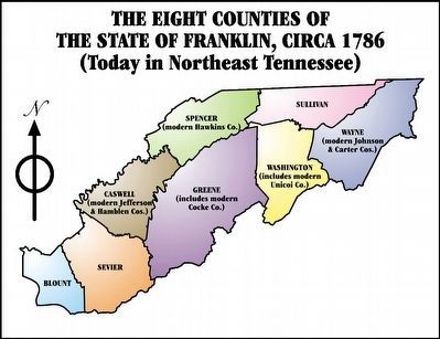 The Eight Counties of the Sate of Franklin, circa 1786 image. Click for full size.