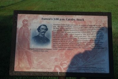 Forrest's 3:00 p.m. Cavalry Attack Marker. Click for full size. Forrest's 3:00 p.m. Cavalry Attack Marker image. Click for full size.