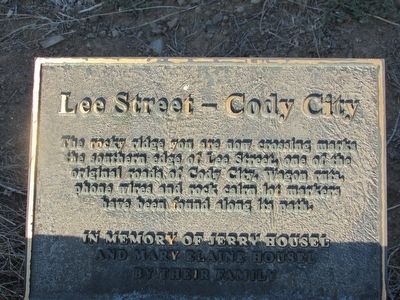 Lee Street – Cody City Marker. Click for full size. Lee Street – Cody City Marker image. Click for full size.