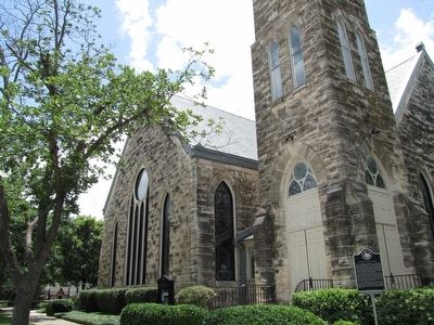 Negro Fine Arts School Marker and First United Methodist Church image. Click for full size.