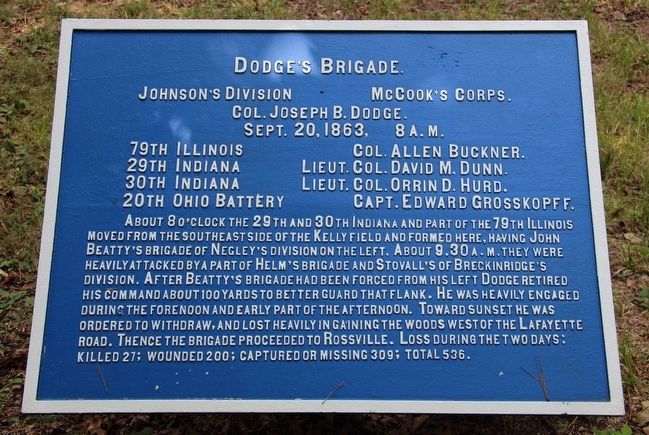 Dodge's Brigade Marker. Click for full size. Dodge's Brigade Marker image. Click for full size.