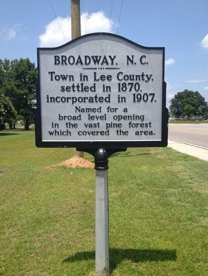 Broadway, N.C. Marker image. Click for full size.