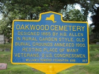 Oakwood Cemetery Marker. Click for full size. Oakwood Cemetery Marker image. Click for full size.