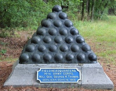 Thomas' Headquarters Shell Monument Marker. Click for full size. Thomas' Headquarters Shell Monument Marker image. Click for full size.