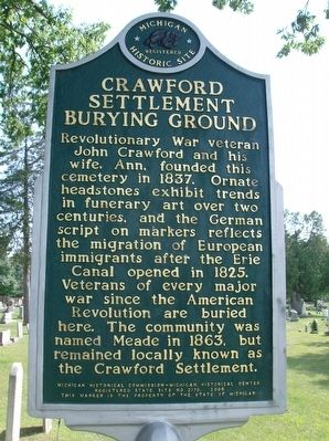 Crawford Settlement Burying Ground Marker image. Click for full size.