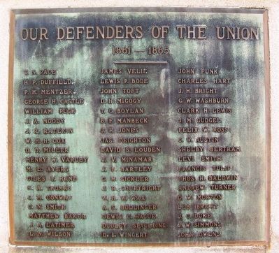 Civil War Memorial Honor Roll. Click for full size. Civil War Memorial Honor Roll image. Click for full size.