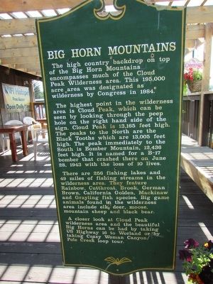 Big Horn Mountains Marker. Click for full size. Big Horn Mountains Marker image. Click for full size.