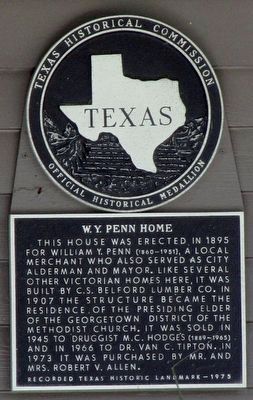 W.Y. Penn Home Texas Historical Marker. Click for full size. W.Y. Penn Home Texas Historical Marker image. Click for full size.
