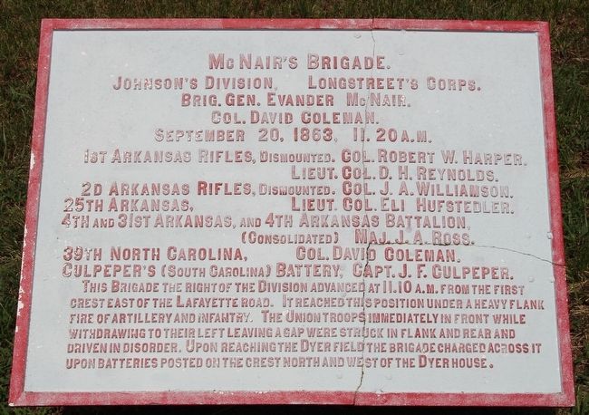 McNair's Brigade Marker. Click for full size. McNair's Brigade Marker image. Click for full size.