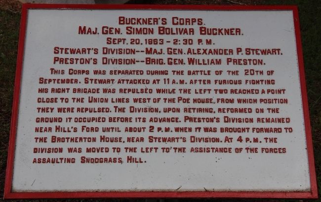 Buckner's Corps Marker image. Click for full size.