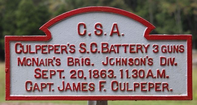 Culpepers South Carolina Battery Marker image. Click for full size.