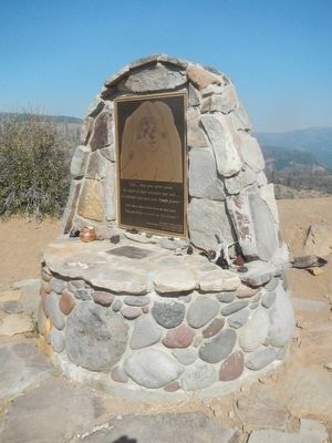 This monument to <i>Ishi</i> is located near the Lassen Trail - The Narrows Marker image. Click for full size.