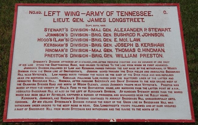 Left Wing - Army of Tennessee Marker image. Click for full size.