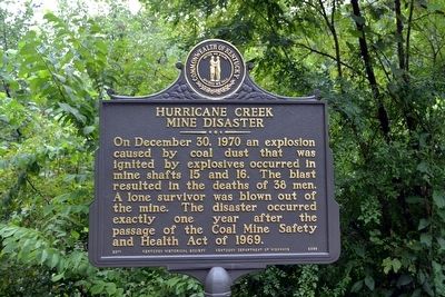 Hurricane Creek Mine Disaster Marker. Click for full size. Hurricane Creek Mine Disaster Marker image. Click for full size.