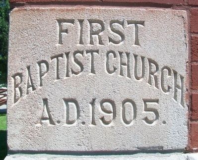 First Baptist Church Cornerstone image. Click for full size.