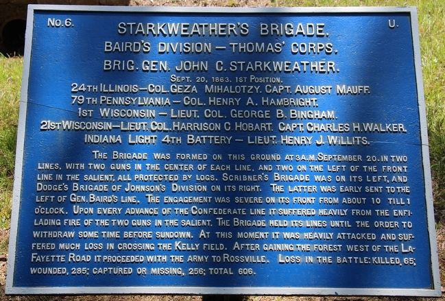 Starkweather's Brigade Marker image. Click for full size.