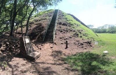 View of additional marker, donated stairway and reverse of pyramid. image. Click for full size.