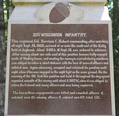21st Wisconsin Infantry Marker image. Click for full size.